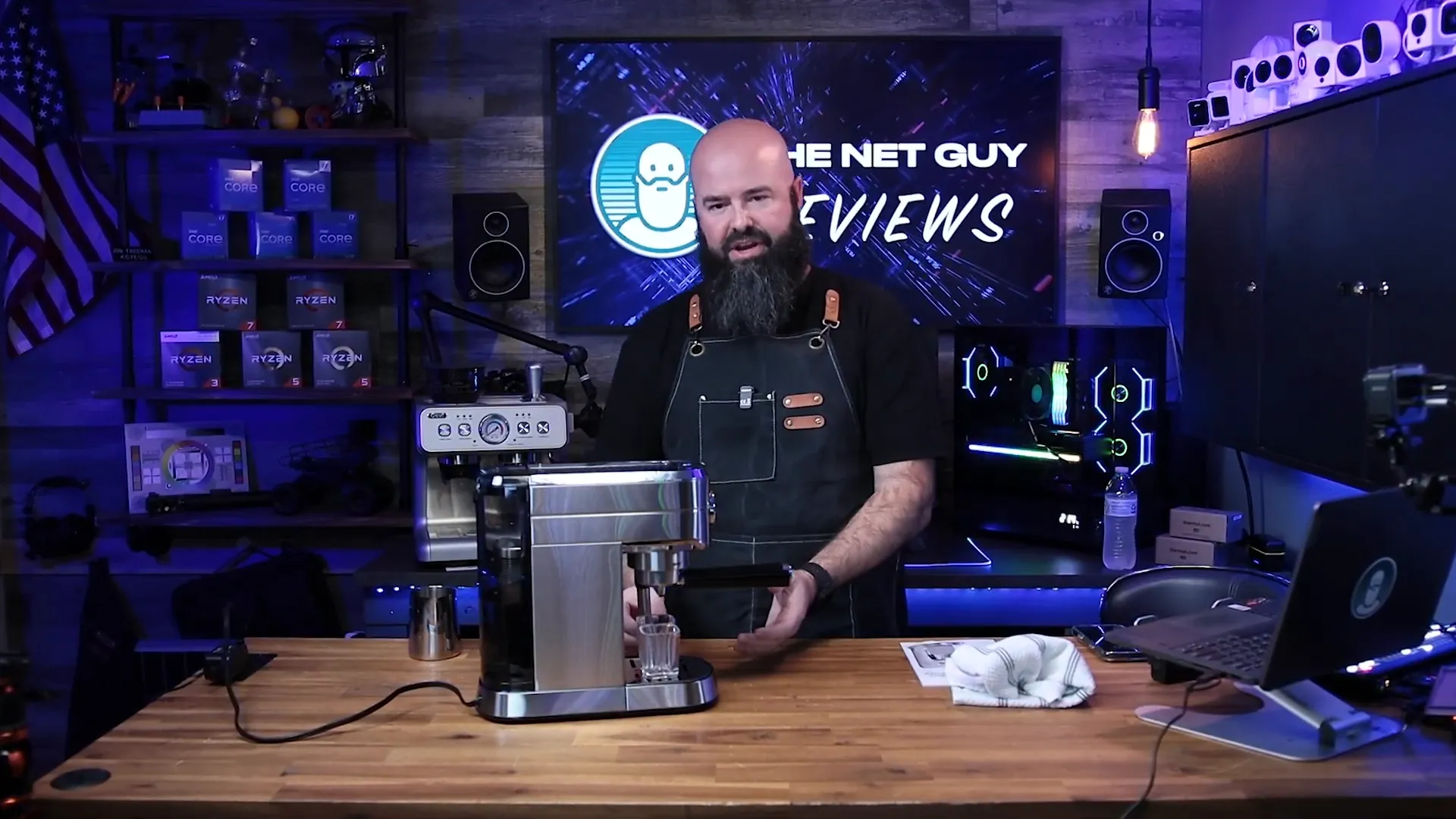 Espresso pouring into shot glasses